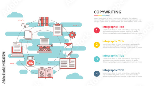 copywriting concept for infographic template banner with four point list information