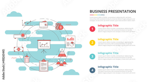 business presentation concept for infographic template banner with four point list information