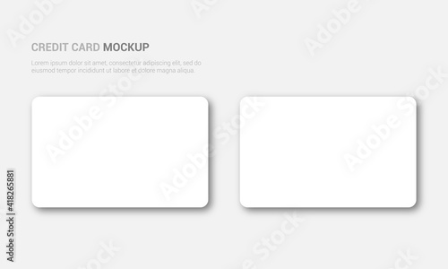 Mockup of plastic or paper white business cards, on an isolated background. Vector blank template with rounded corners for your design. Stock illustration EPS 10