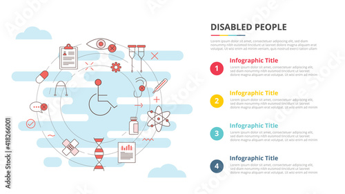 disabled day concept for infographic template banner with four point list information