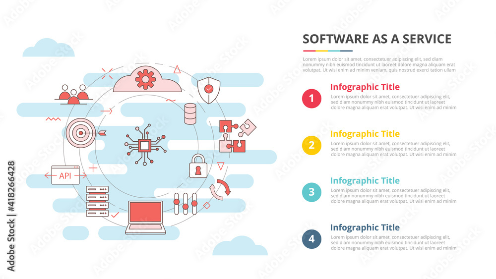 saas software as a service concept for infographic template banner with four point list information saas software as a service concept for infographic template banner with four point list information