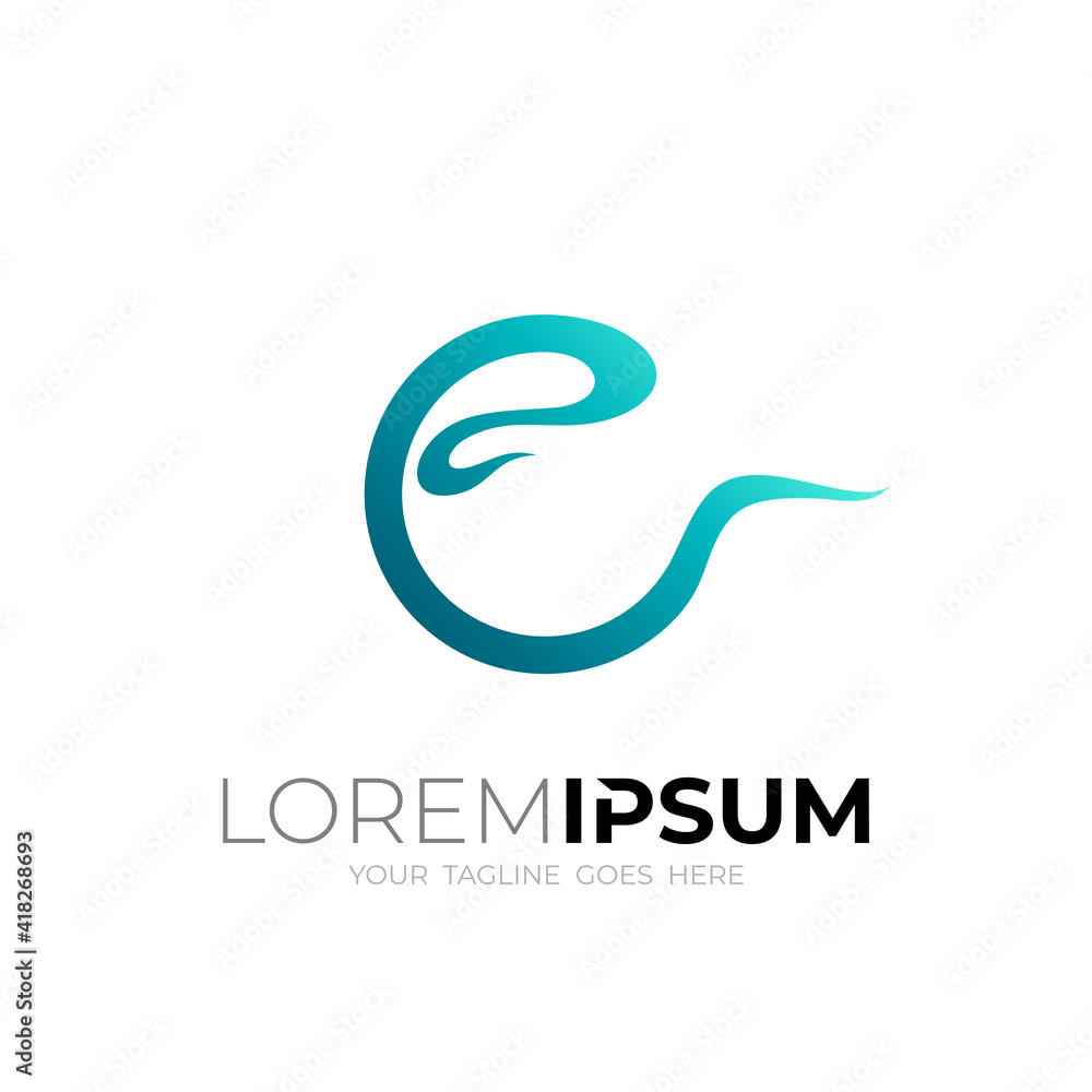 Fototapeta premium Simple C logo with line design technology, line icon
