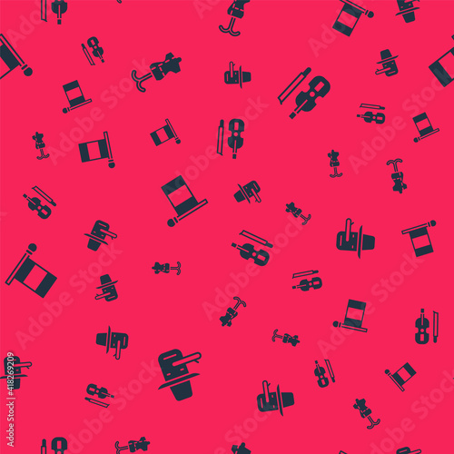 Set Pinocchio, Mannequin, Flag Italy and Violin on seamless pattern. Vector.