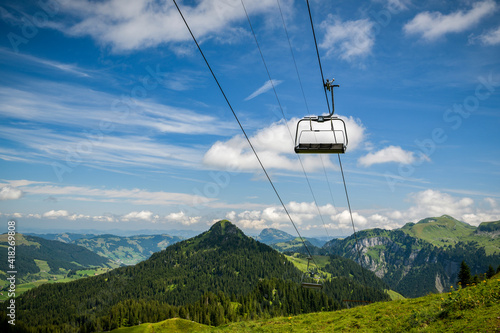 Old cable car above Oberiberg in Hoch Ybrig in Switzerland