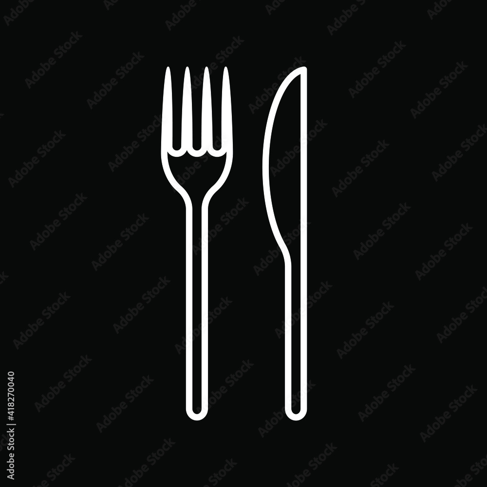 Fork and knife vector icon. Simple flat shape restaurant or cafe place sign. Kitchen and diner menu logo symbol. Fork and knife vector icon. Simple flat shape restaurant or cafe place sign. Kitchen and diner menu logo symbol.
