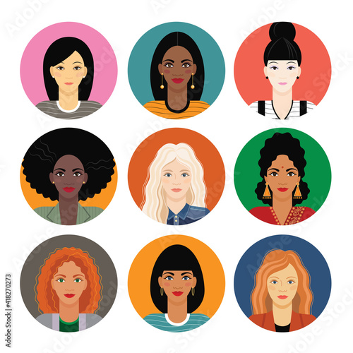 international girls in circles, nine pieces