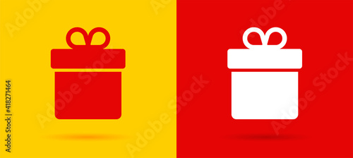 Gift box icons, bright yellow and red colors, price tags for sle promo for markets