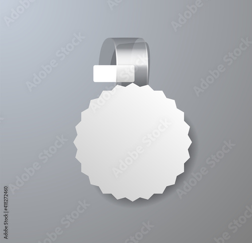 Blank supermarket promotional wobbler. Realistic vector wobbler template for shelf advertising. 3d plastic point for shelves in store.