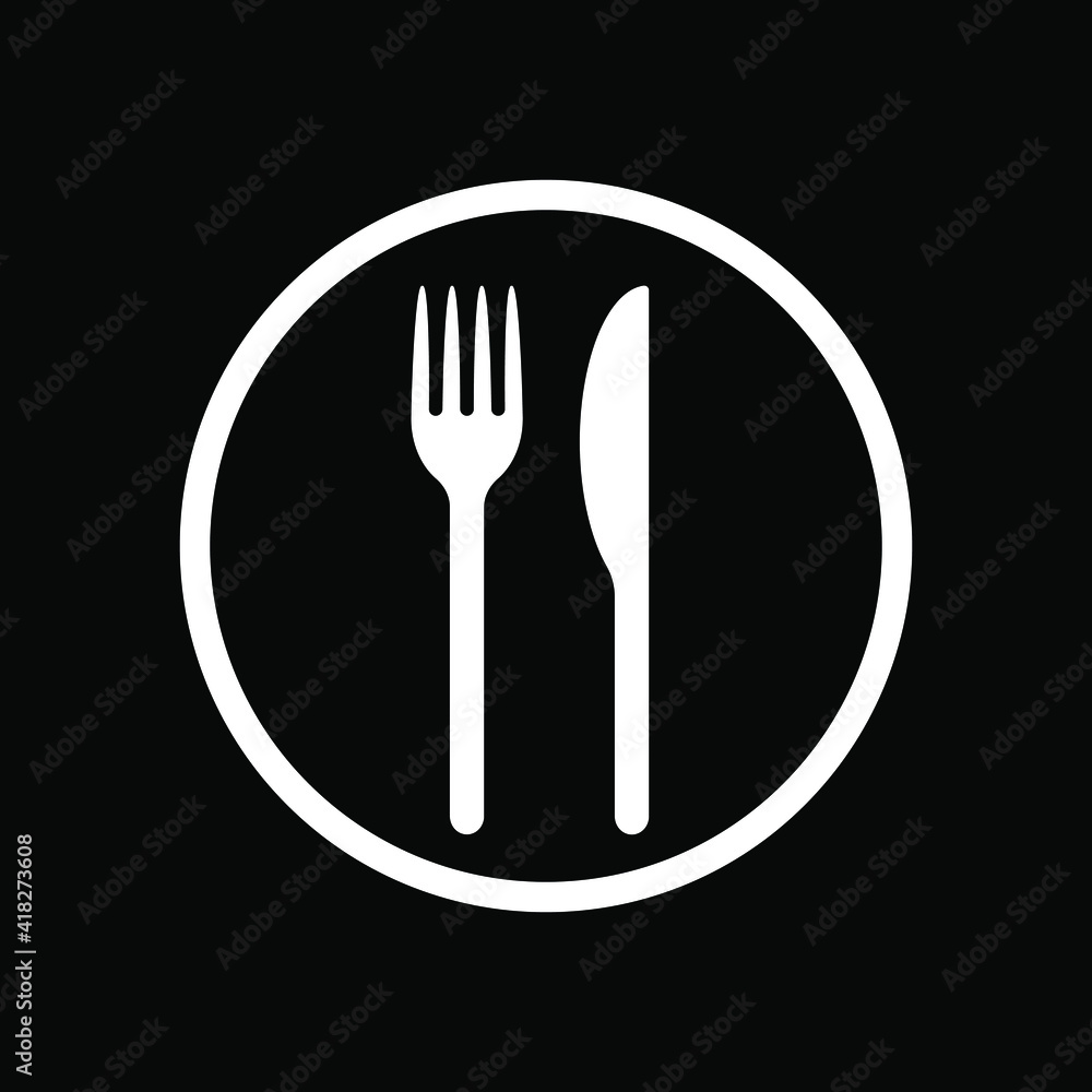 Fork and knife vector icon. Simple flat shape restaurant or cafe place sign. Kitchen and diner menu logo symbol. Fork and knife vector icon. Simple flat shape restaurant or cafe place sign. Kitchen and diner menu logo symbol.