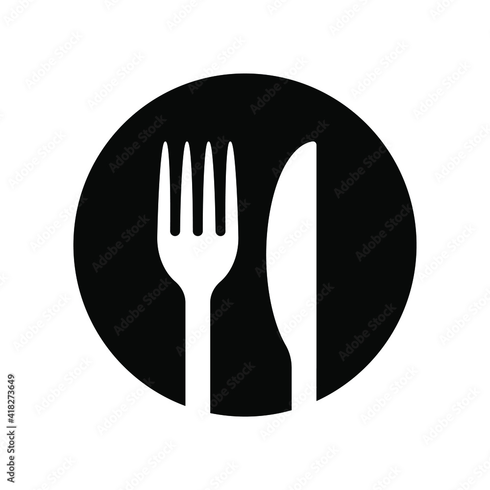 Fork and knife vector icon. Simple flat shape restaurant or cafe place sign. Kitchen and diner menu logo symbol. Fork and knife vector icon. Simple flat shape restaurant or cafe place sign. Kitchen and diner menu logo symbol.