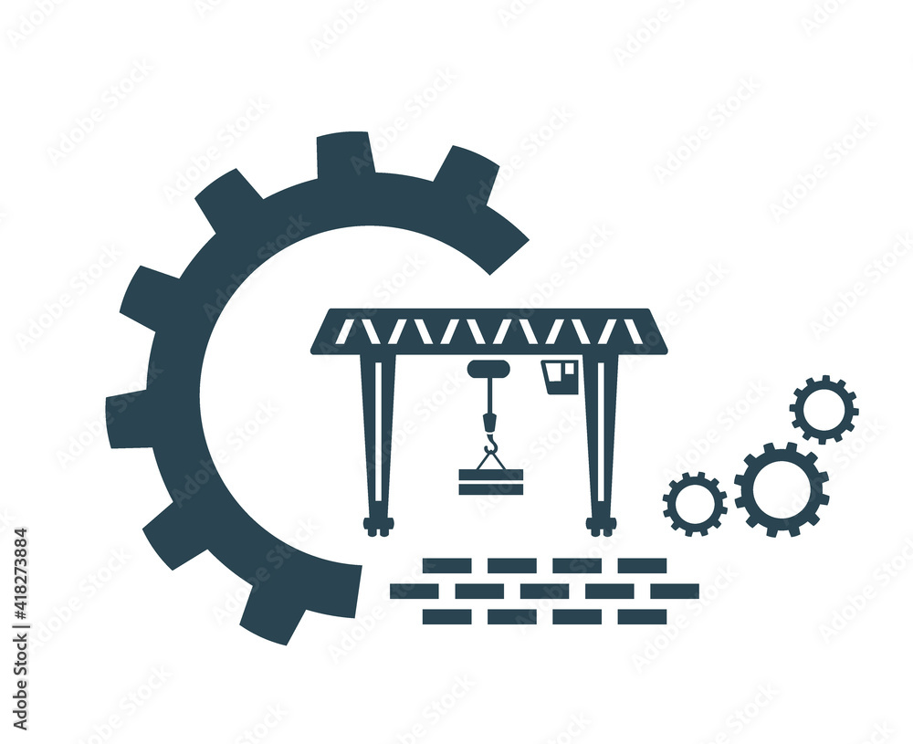 Vector illustration of the icon, logo of a crane, construction, loading.