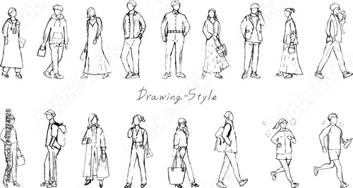 鉛筆描き　若者世代　男女セット