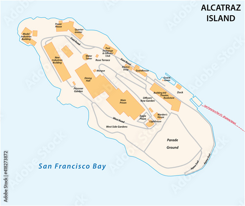 vector map of Californias former prison island Alcatraz