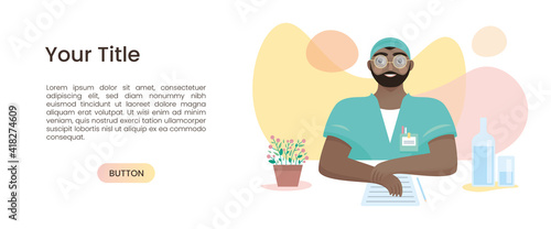 Docteur chirurgien consultation santé maladie homme barbe lunettes bouse rendez-vous médical