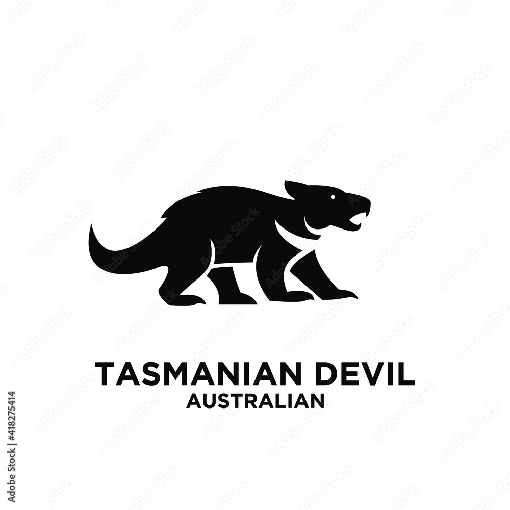 fierce tasmanian devil national zoo vector icon black logo illustration graphic design for company logo identity.