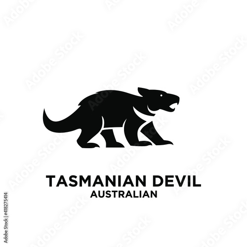 fierce tasmanian devil national zoo vector icon black logo illustration graphic design for company logo identity.