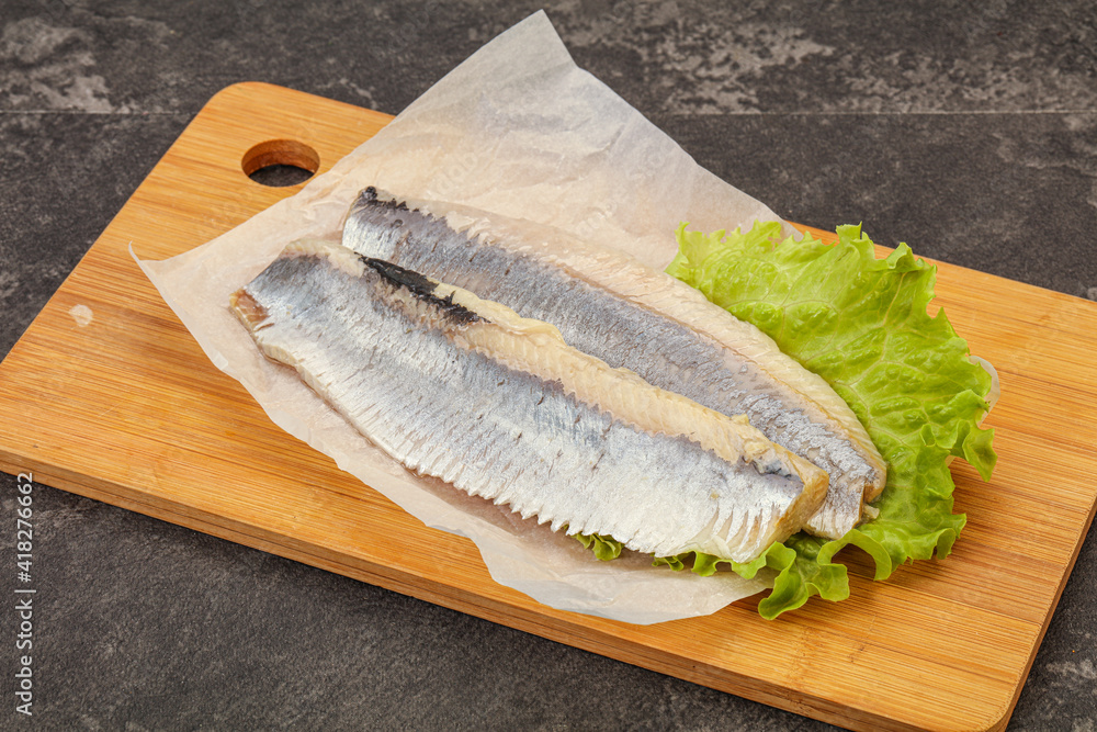 Herring fillet with salad leaves Herring fillet with salad leaves