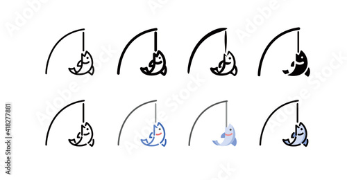 Fishing Icon Set (8 different style vector icon set)