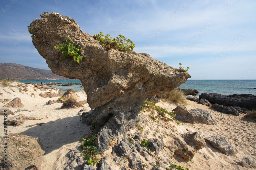 Rock formation in Elafonisi Lagoon on Crete in Greece, Europe
