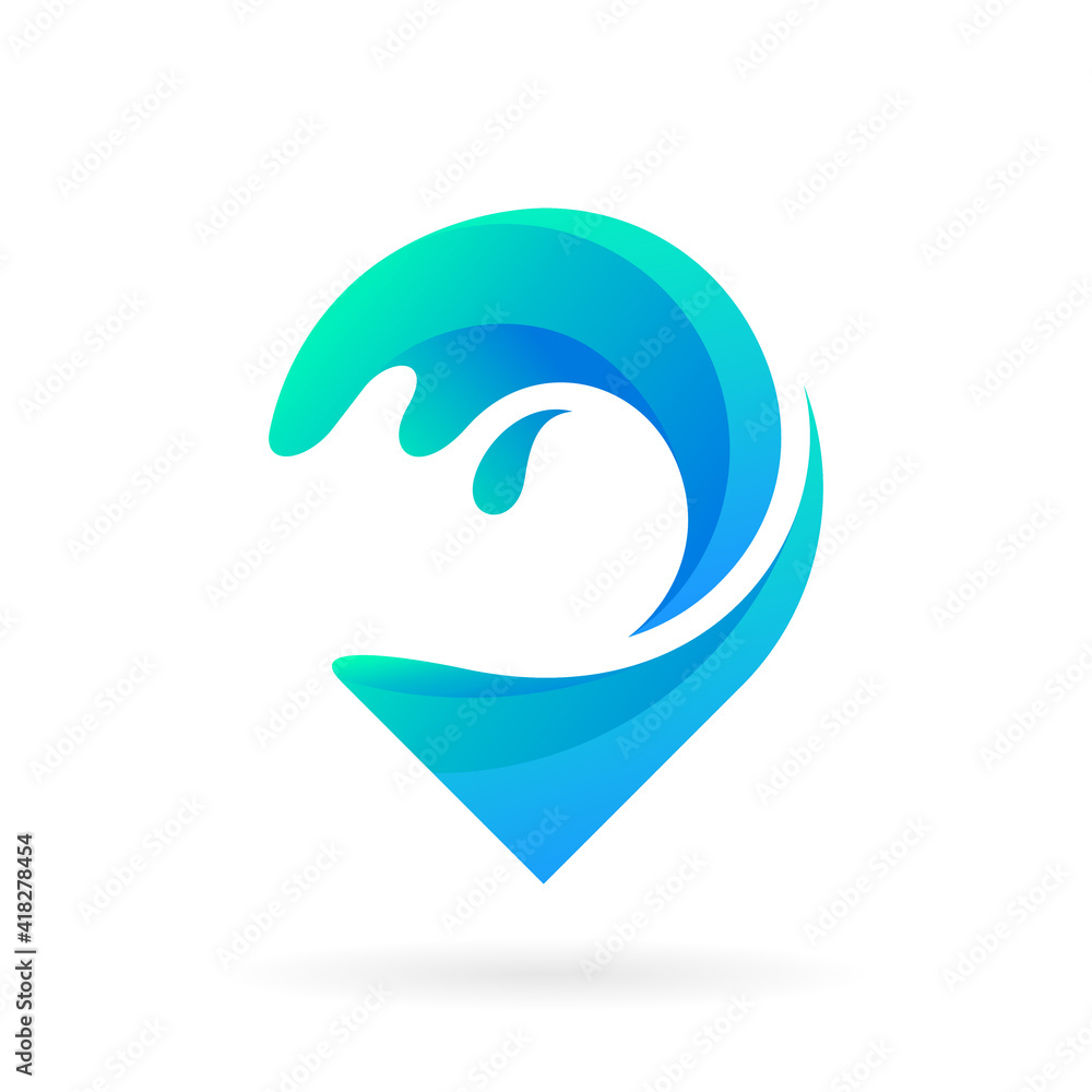 wave pin location logo vector icon wave pin location logo vector icon