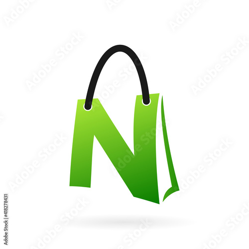 shopping bag letter n logo vector icon