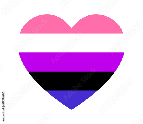 Genderfluid or gender fluid heart / love flat vector icon for apps and print