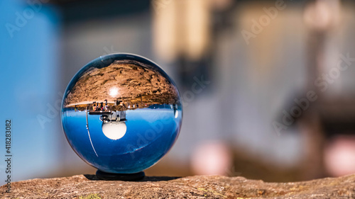 Tableau sur toile Crystal ball landscape shot at the famous Grosser Arber summit, Bayerisch Eisens