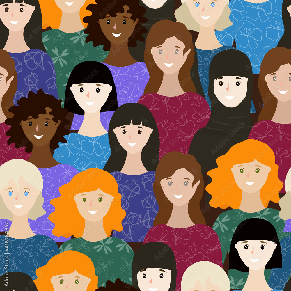 Seamless pattern on the theme of International Women's Day Seamless pattern on the theme of International Women's Day