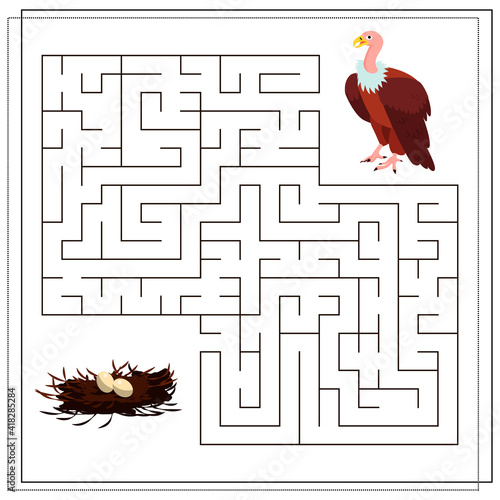 A puzzle maze game for kids. Help me get through the maze. Vulture, nest.