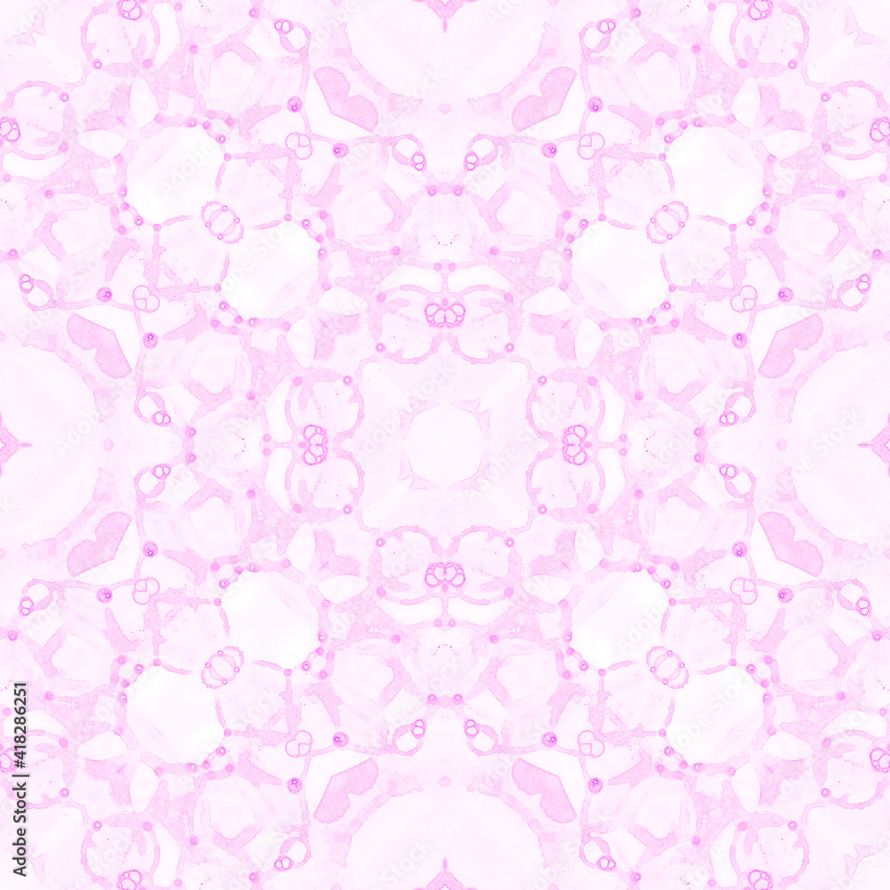 Pink seamless pattern. Artistic delicate soap bubbles. Lace hand drawn textile ornament. Kaleidoscop Pink seamless pattern. Artistic delicate soap bubbles. Lace hand drawn textile ornament. Kaleidoscop