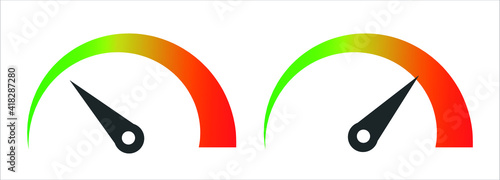 Speedometer goods gauge rating meters set. Credit score indicators. Level indicator, credit loan scoring manometer, vector