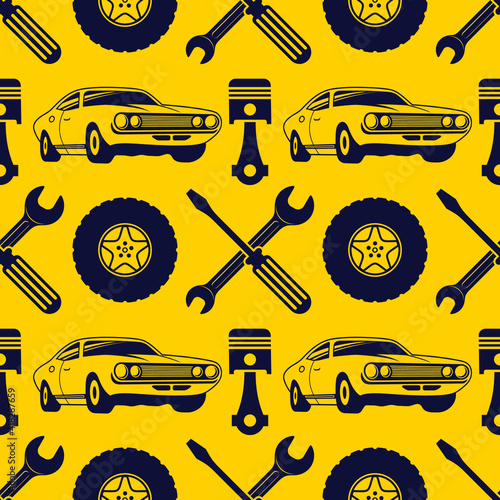 Car repair service seamless pattern. Vector illustration	