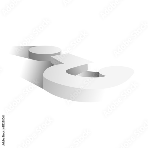 Question mark 3D isometric shadow vector graphic.