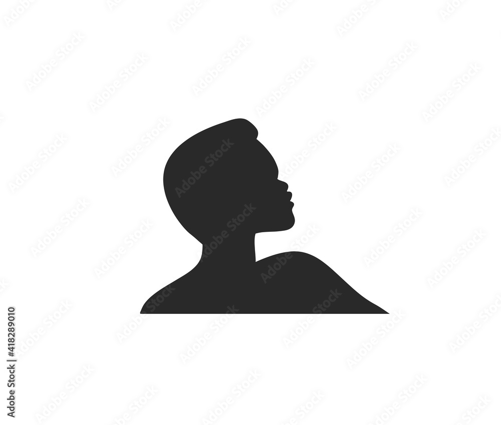 Hand drawn vector abstract stock flat graphic illustration with logo element of african american person character silhouette art in simple style isolated on white background