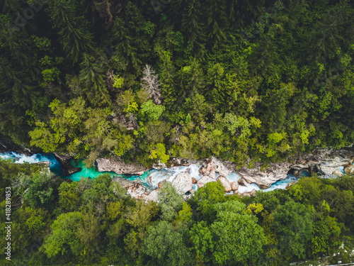 Canvas Print Velika Korita or Great canyon of Soca river, Bovec, Slovenia