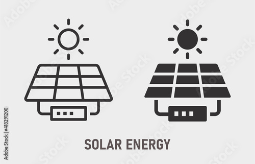 Solar panel icon on white background. Vector illustration.