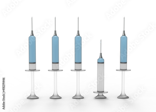 3D rendering of syringes with metal parts