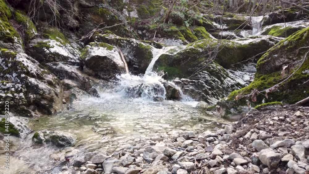 River waterfall stream rocks flow. Mountain river. River creek stream. River waterfall stream rocks flow. Mountain river. River creek stream.