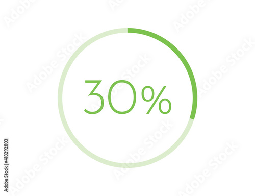 30% percentage infographic circle icons, 30 percents pie chart infographic elements for Illustration, business, web design