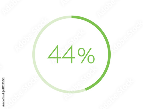 44% percentage infographic circle icons, 44 percents pie chart infographic elements for Illustration, business, web design