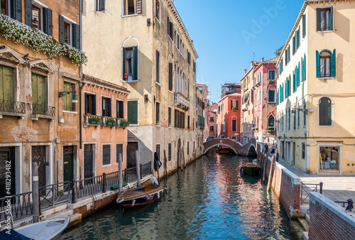 Historic houses over beautiful canals. Venice, Italy