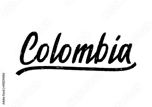 Colombia hand lettering on white background