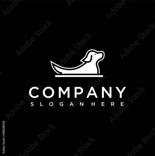 dog silhouette logo design in water, logo dog swim abstract 