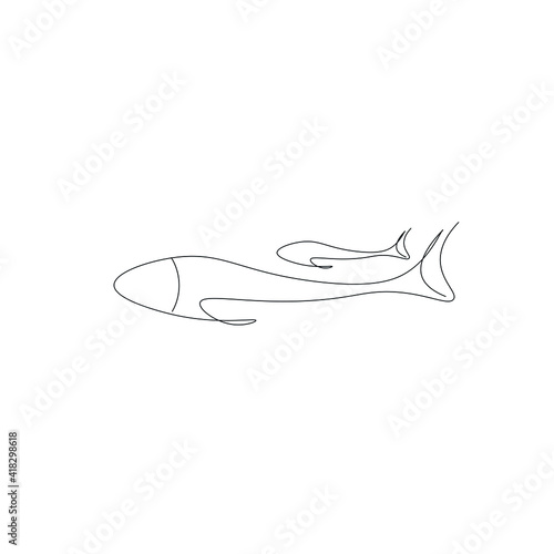 Fish silhouette drawing vector illustration