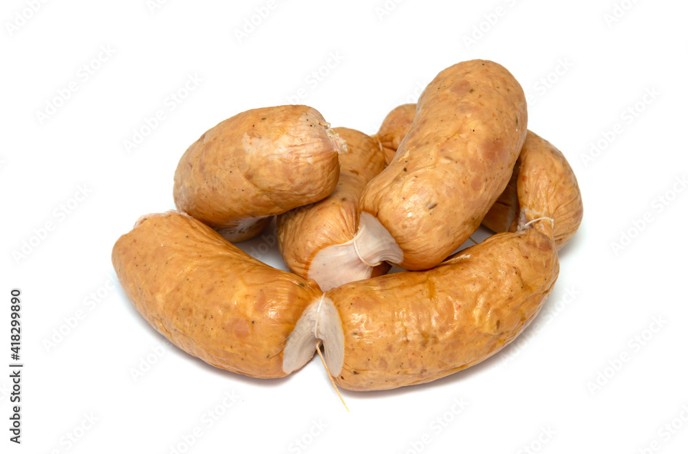 Meat sausages isolated on white background Meat sausages isolated on white background