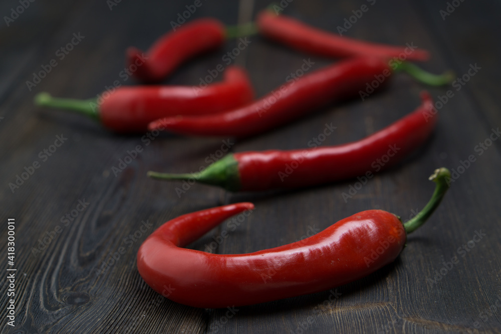 red chili seasoning kitchen wooden background spice