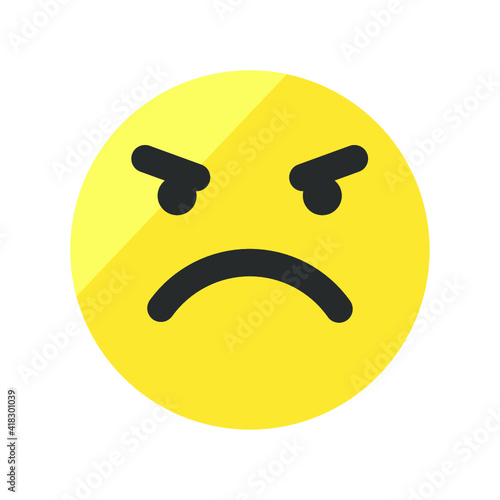 Vector illustration of emotions icon/ emoji on white background. Angry emoji icon.