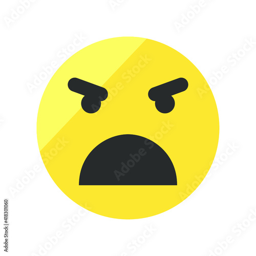Vector illustration of emotions icon/ emoji on white background. Angry emoji icon.