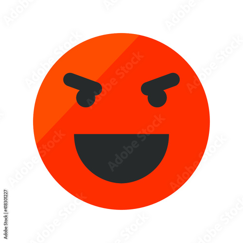Vector illustration of emotions icon/ emoji on white background. Angry laugh icon.