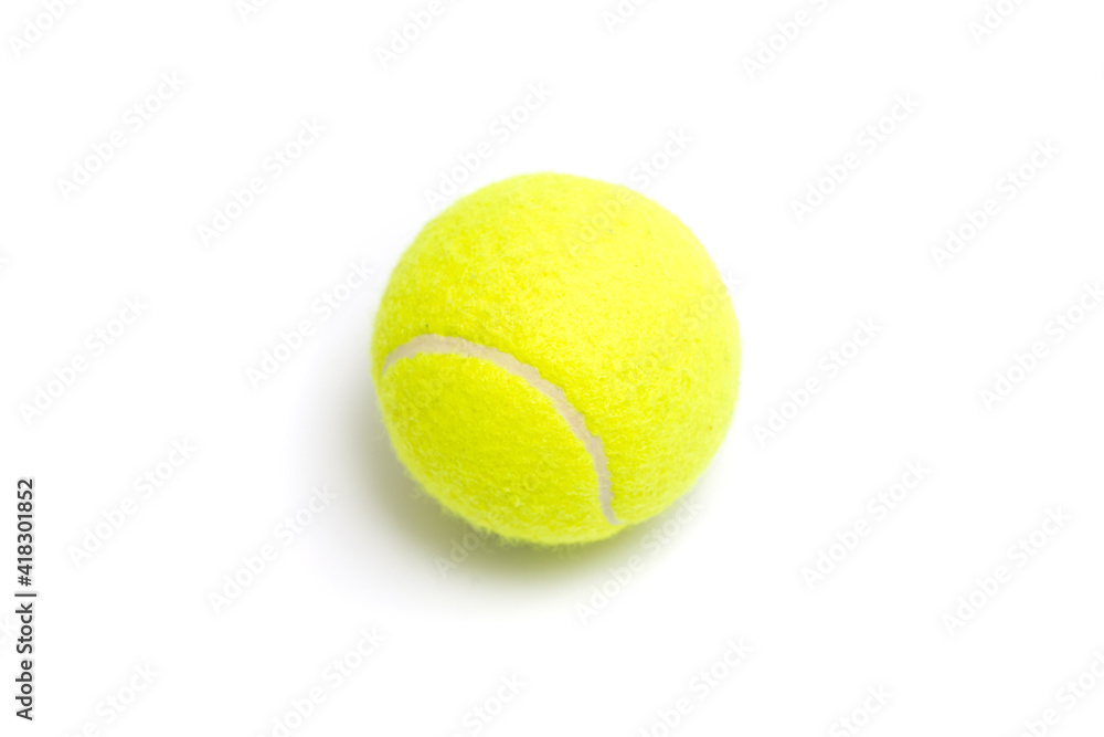yellow tennis ball on white background